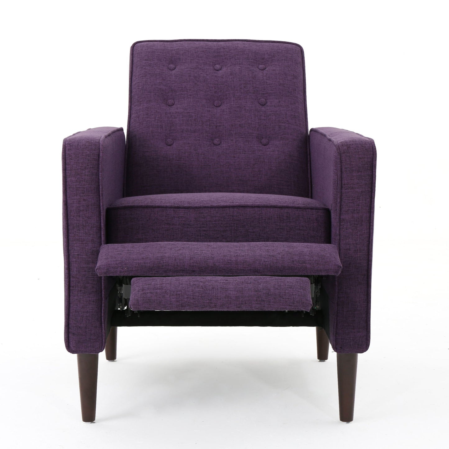 Mid-Century Modern Recliner With Button Tufted Waffle Stitch