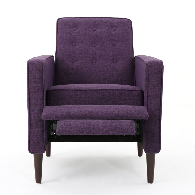 Mid-Century Modern Recliner With Button Tufted Waffle Stitch