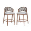 Outdoor 26" Counter Height Metal Frame Counter Stools With Scallop Shaped Backrest & Water Resistant Cushions