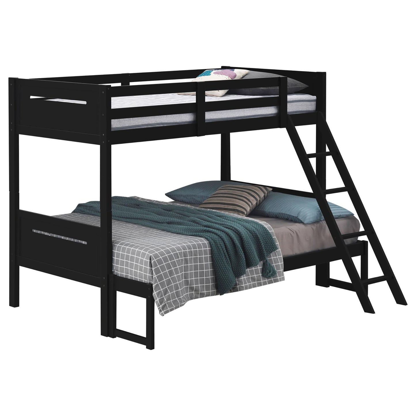 Bunk Bed With Built In Ladder, Safety Guardrails And Angled Access Step