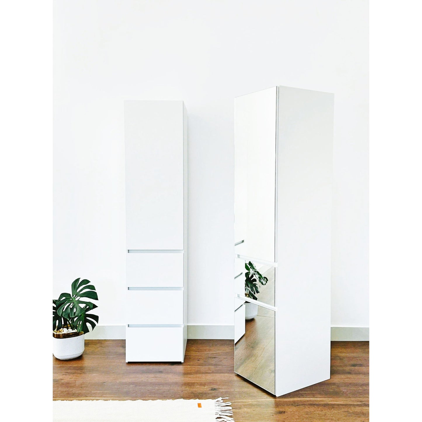 Elise - Slim Modular Closet Cabinet With Drawers - White