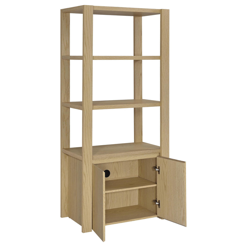 Susac - 3 Shelf Media Tower With Tall Pier Cabinet - Light Oak