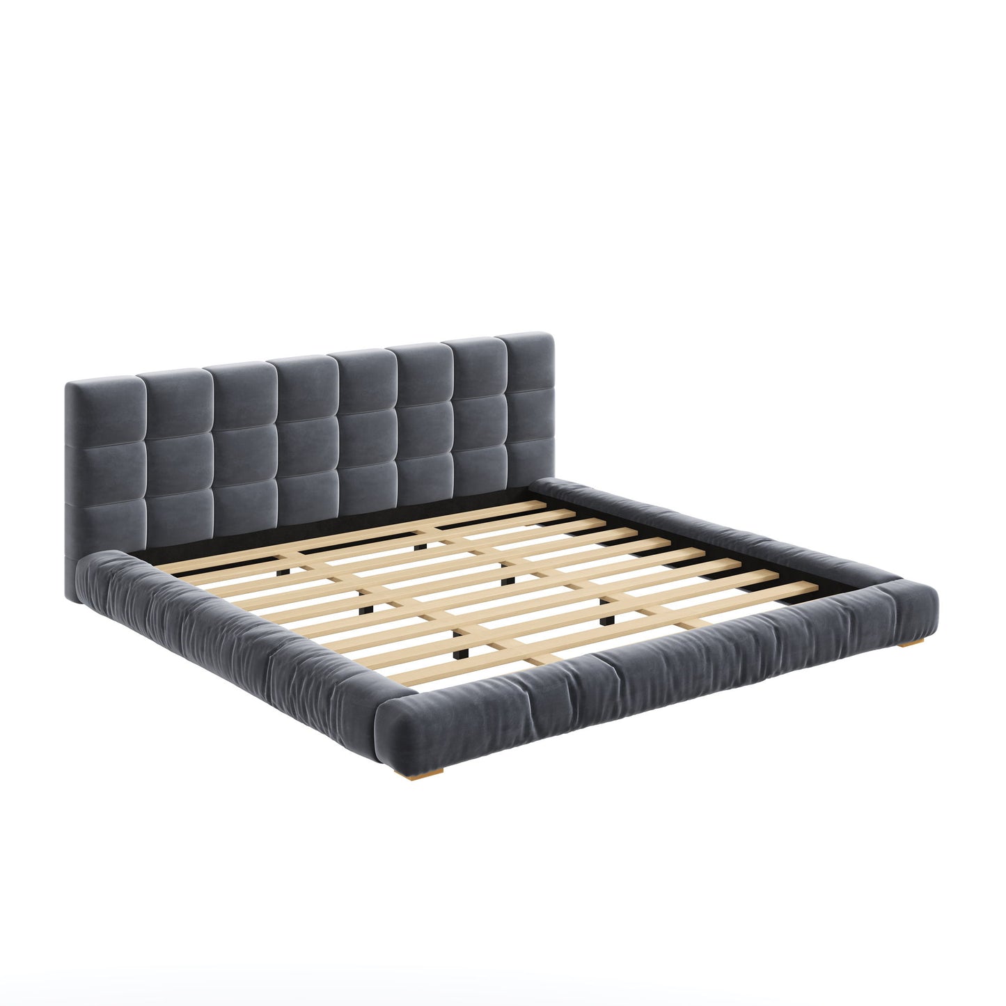 Upholstered Platform Bed Frame With Tufted Headboard