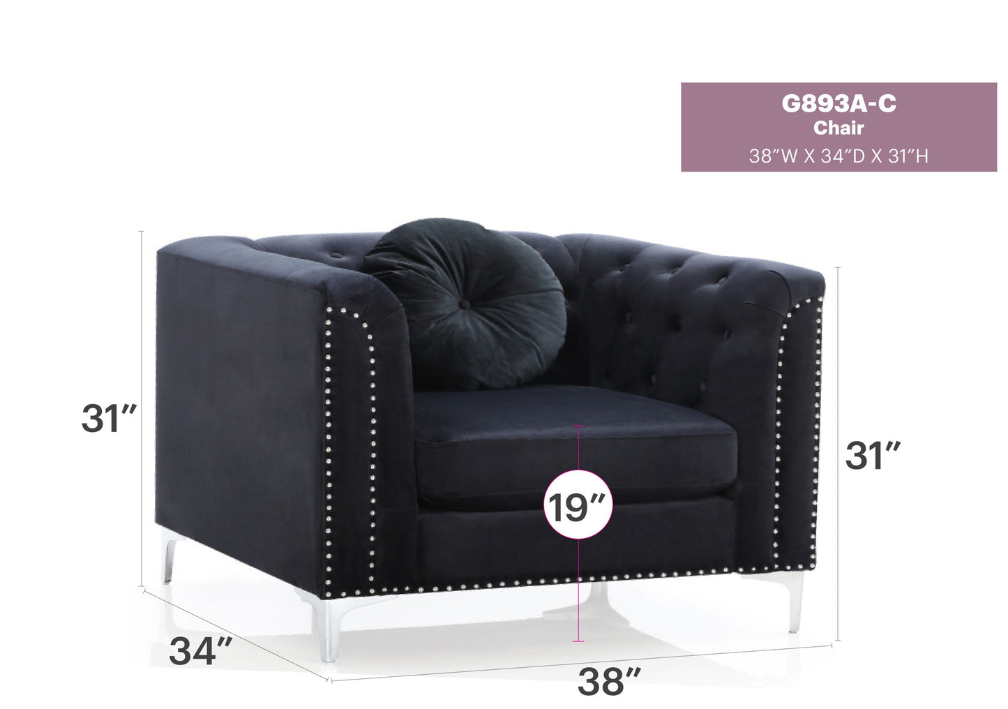 Contemporary Sloped Arm Chair