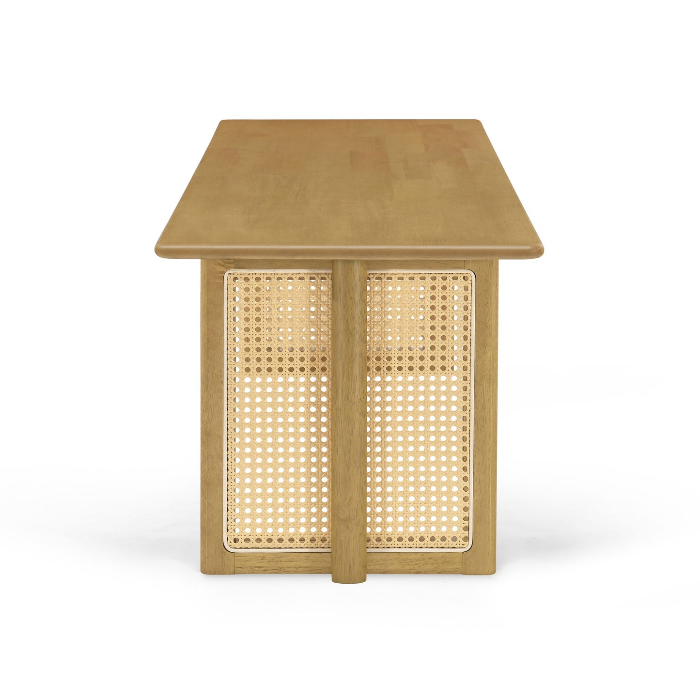 Dining Bench With Rattan Weave