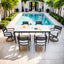 Modern Outdoor Patio Dining Set With Table And Chairs With Sunbrella Cushions