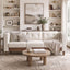 3 Seater Sofa With Square Arms, Tufted Pillow Back For Living Room