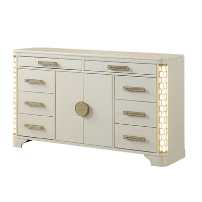 Jasmine - 8 Drawer Dresser With Side LED Lightning - Beige