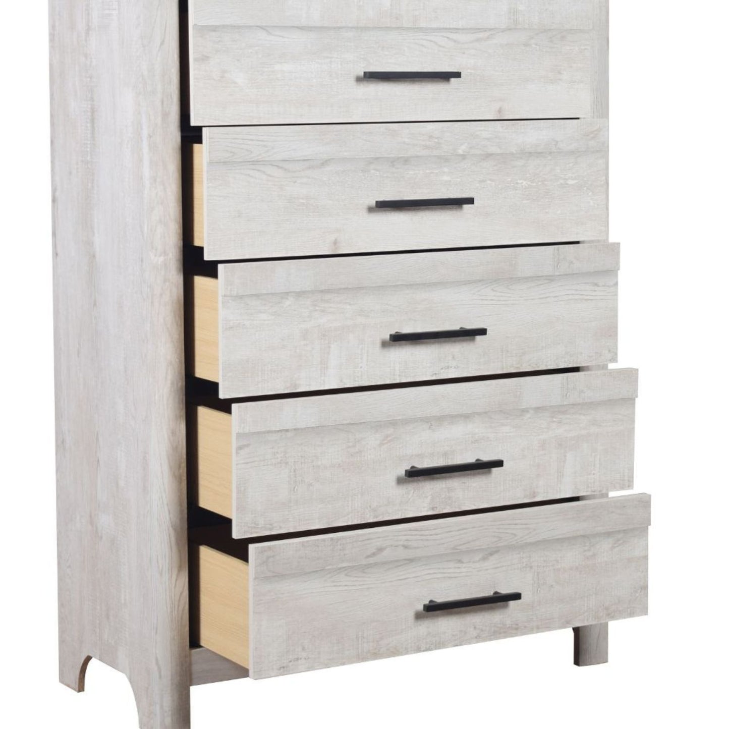 Modern Style 5 Drawer Chest In Natural Rustic Wood With Clean Lines And Spacious Storage