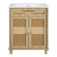 Bathroom Vanity With Handwoven Rattan Doors, Resin Basin - Natural Wood