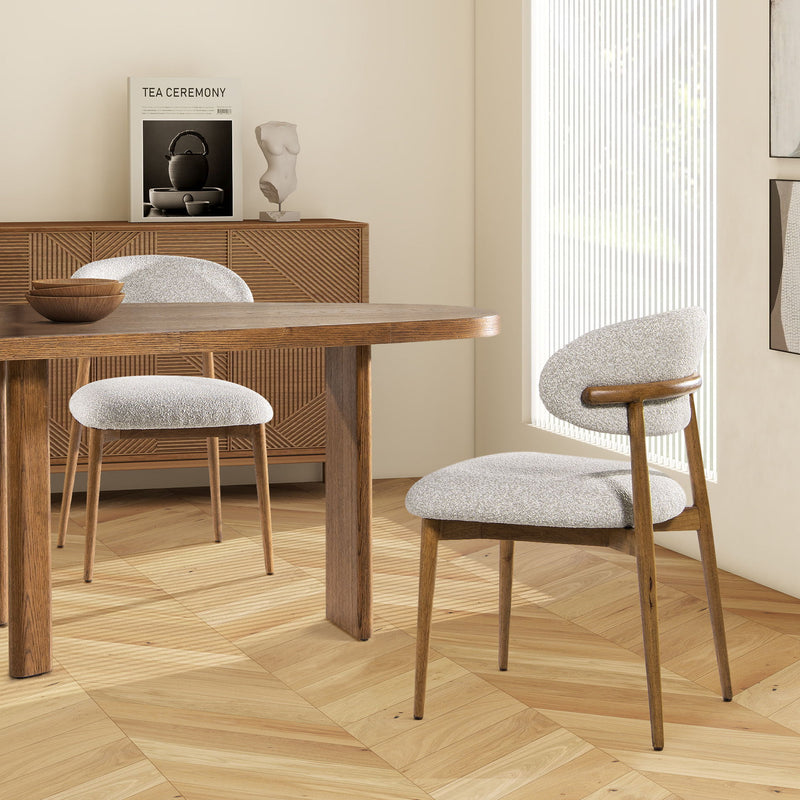 Locke - Silla de comedor tapizada moderna con estructura - Gris