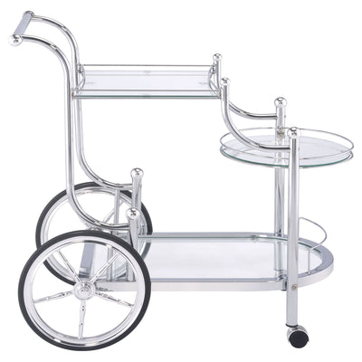 Reia - 3 Tier Cart With Casters & Tempered Glass Design - Chrome