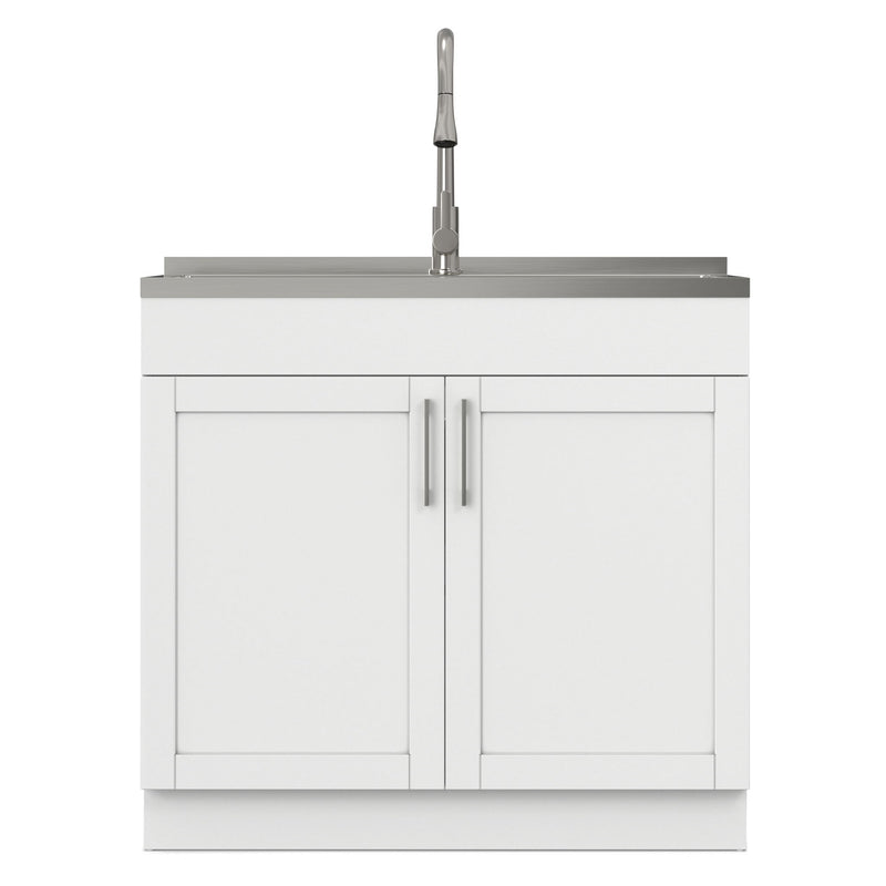 Modern Shaker All-In-One Laundry Utility Sink And Cabinet With Pull-Out Faucet
