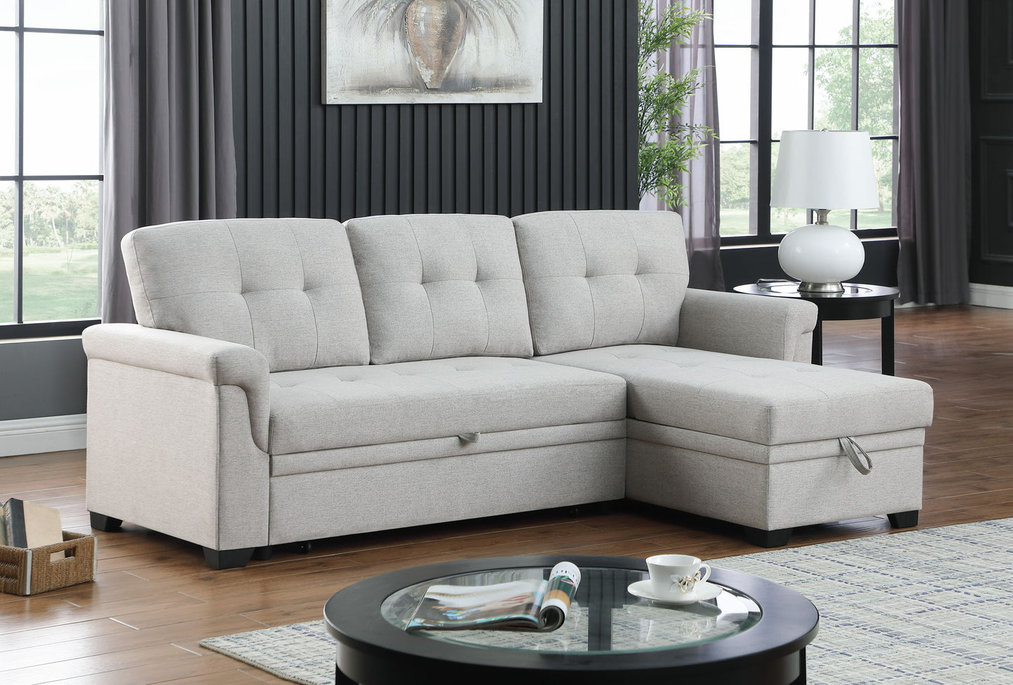 Lucca - Reversible Sleeper Sectional Sofa With Storage Chaise