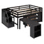 Loft Bed With Retractable Writing Desk And 3 Drawers With Storage Stairs And Shelves