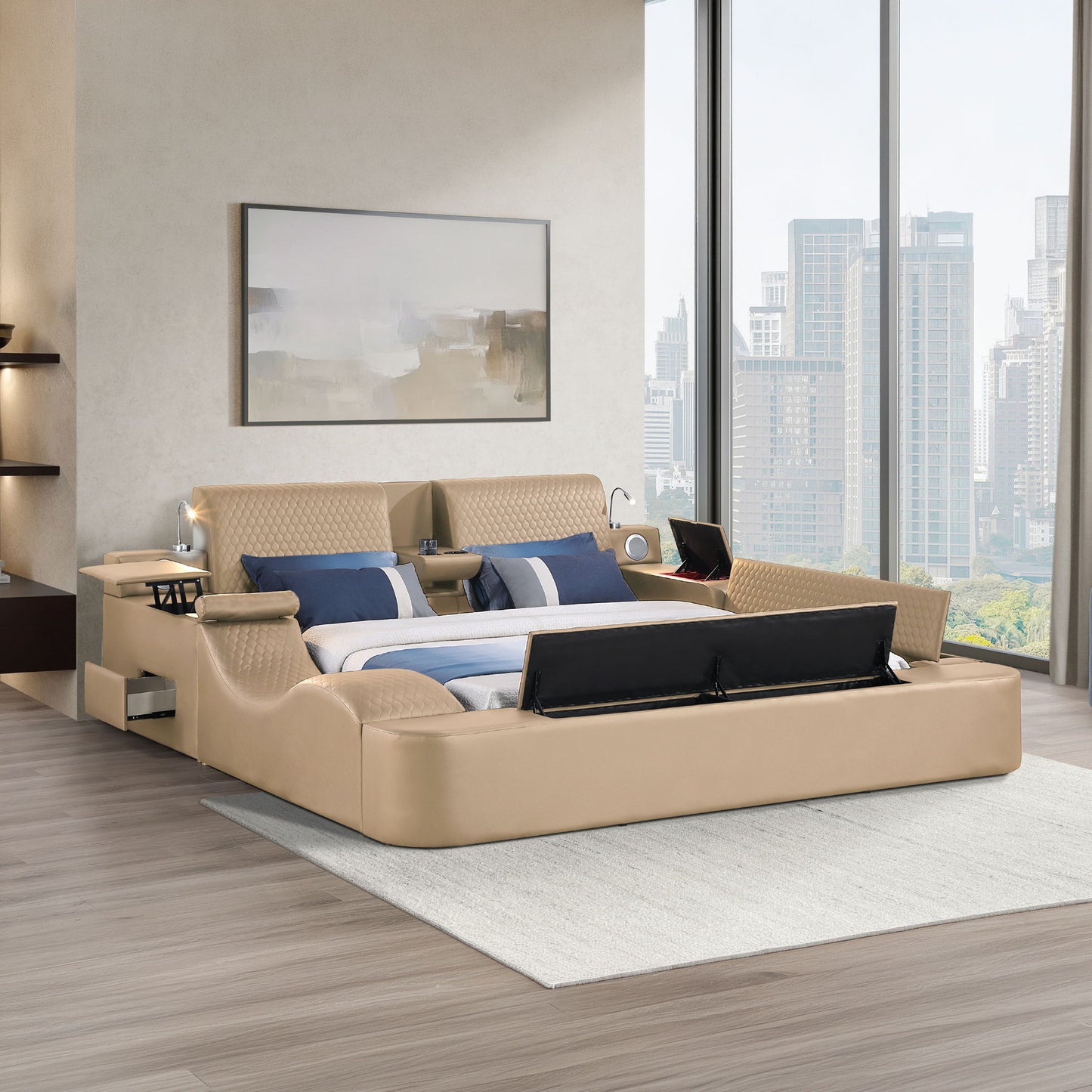 Zoya - Smart Multifunctional Bed, Built In Bluetooth Speakers, USB Charging