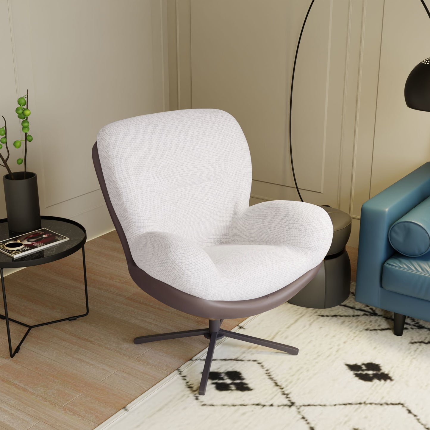 360° Swivel Office Chair, No Wheels