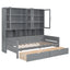 Daybed With Glass Door Storage Cabinets, Built In LED Lighting And Shelves