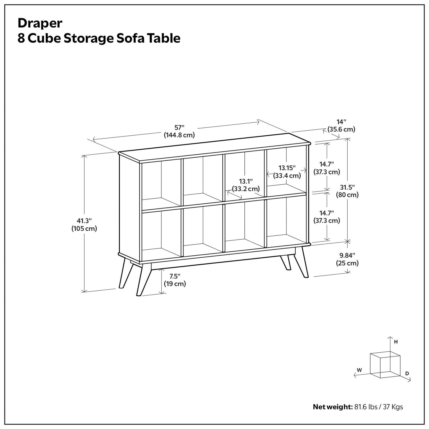 Draper - Handcrafted Low Bookcase