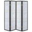 4 Panel Folding Screen With Floral Motif - Black