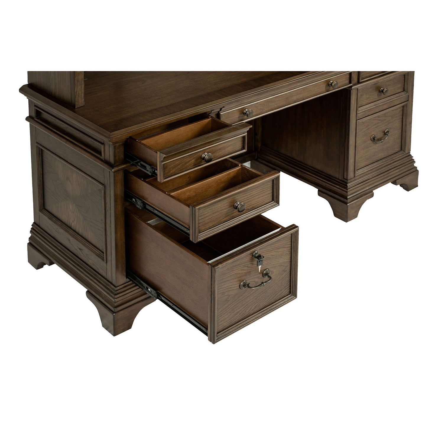 Stigham - 5 Drawer Credenza With Hutch - Oak