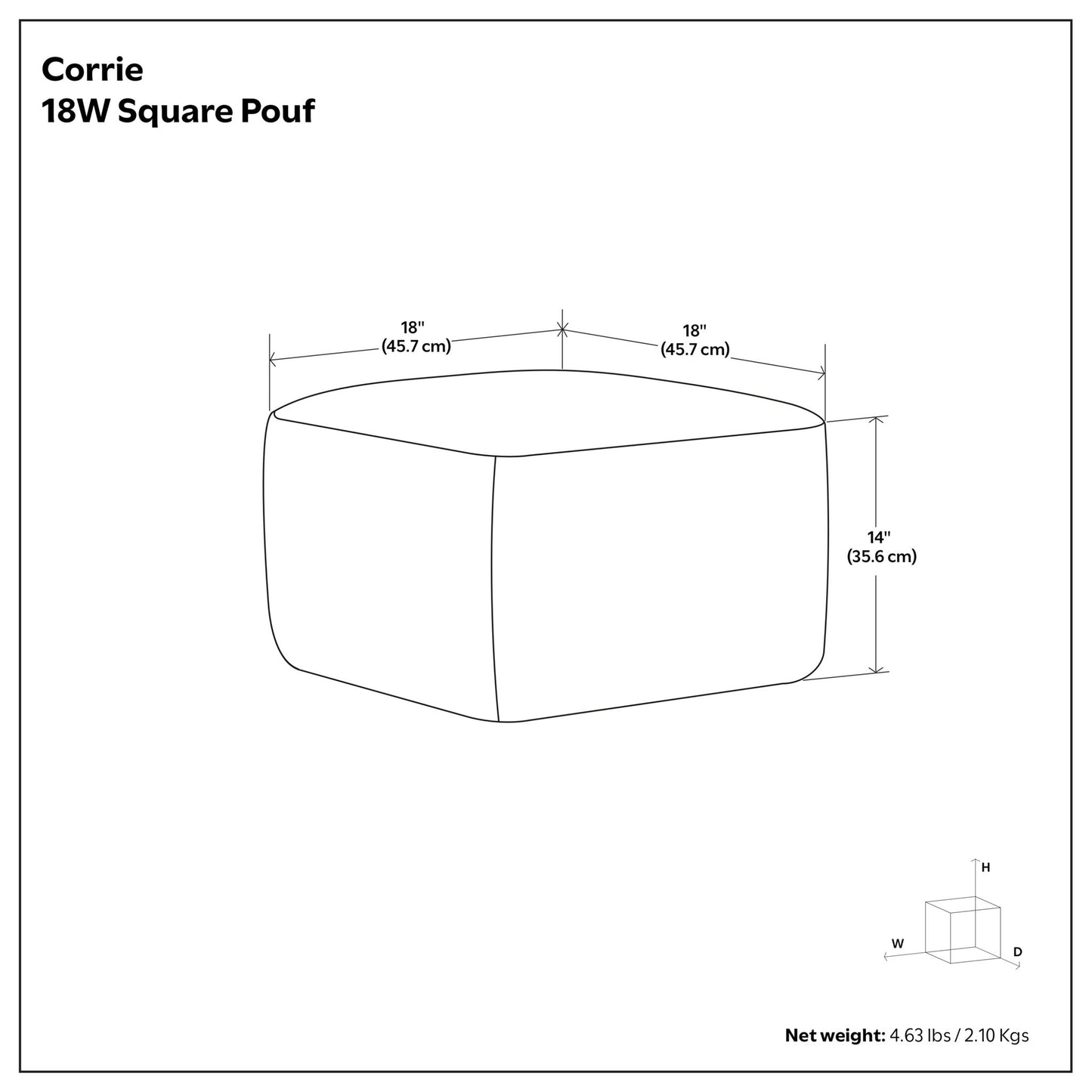 Corrie - Square Outdoor / Indoor Pouf - Navy / White
