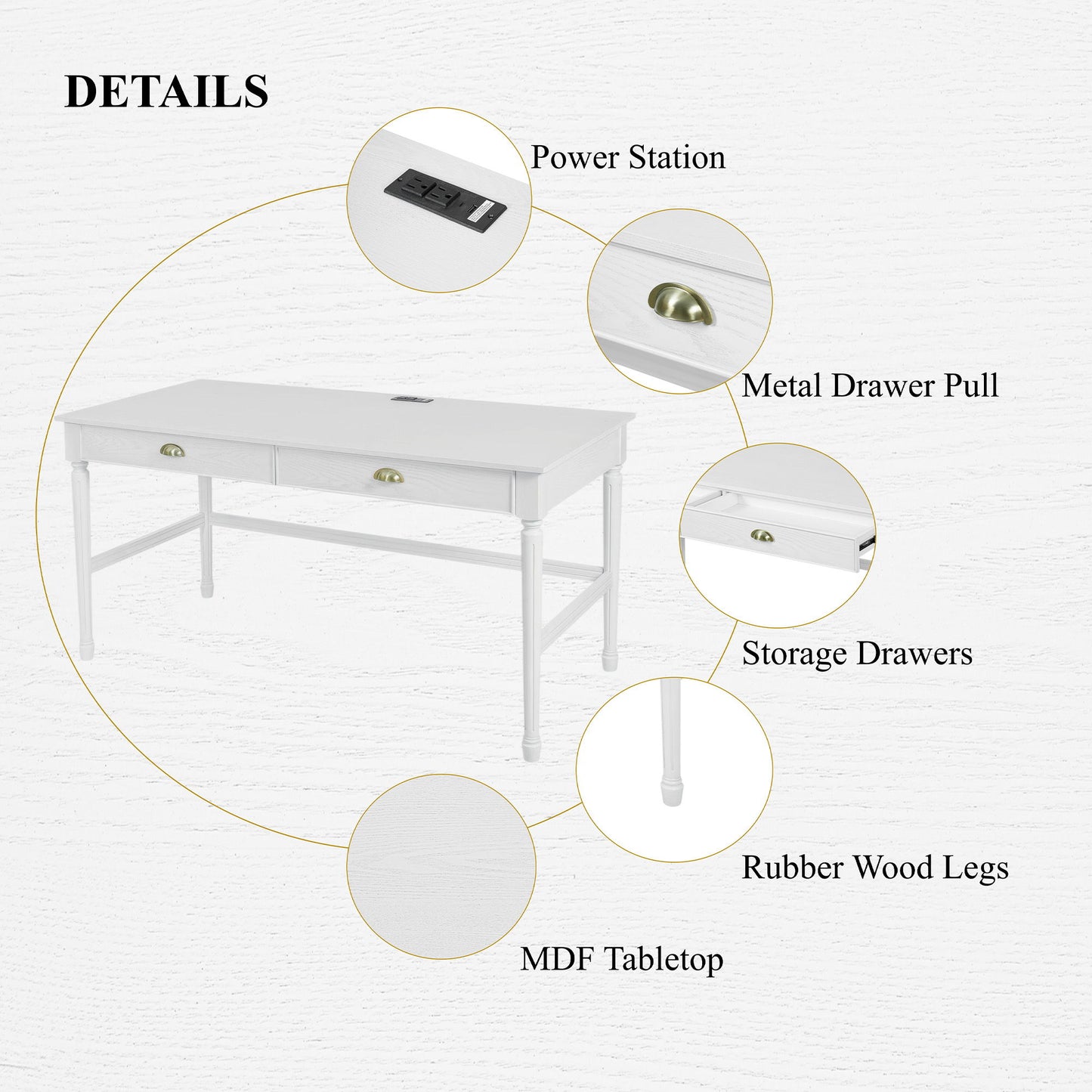Modern Writing Desk With Drawers For Home Office