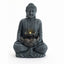 Zen - 2 Tier Meditating Buddha Water Fountain With Pump & LED Light - Gray