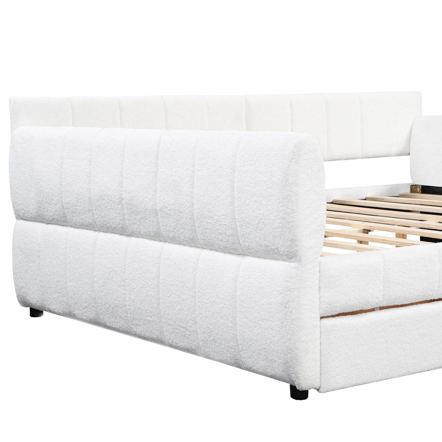 Queen Upholstered Platform Bed With USB Charging And 2 Storage Drawers - White