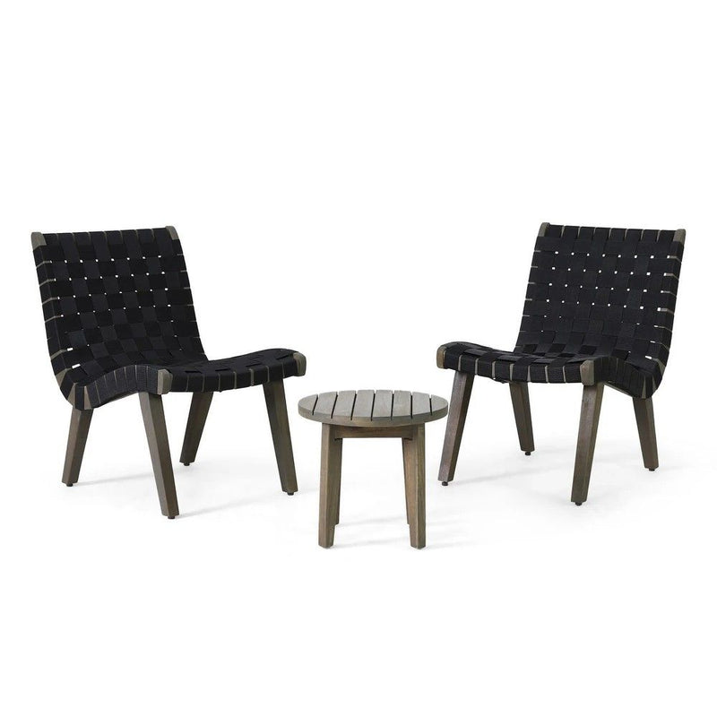 Juego de muebles de jardín de 3 piezas de cuerda trenzada para exterior
