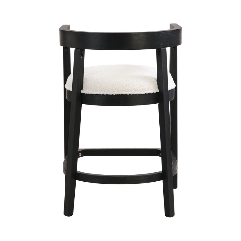Modern Rubberwood Counter Stool Set With Upholstered Seats