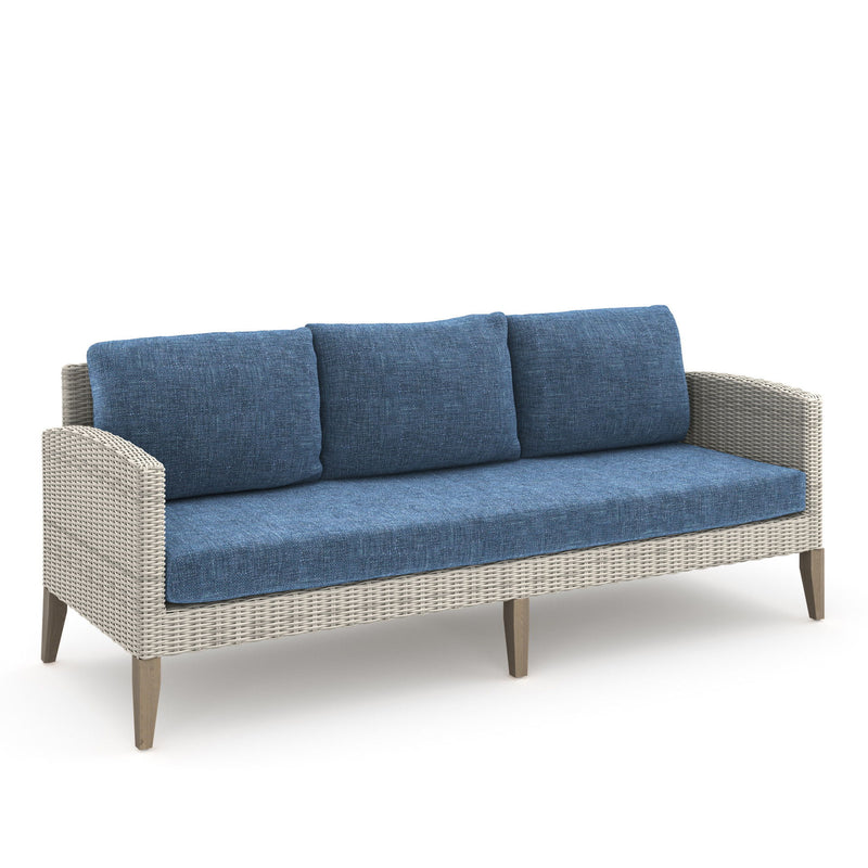 Carezza - 5 Piece Set (Sofa & 2 Club Chairs & 2 Stools) - Dark Blue