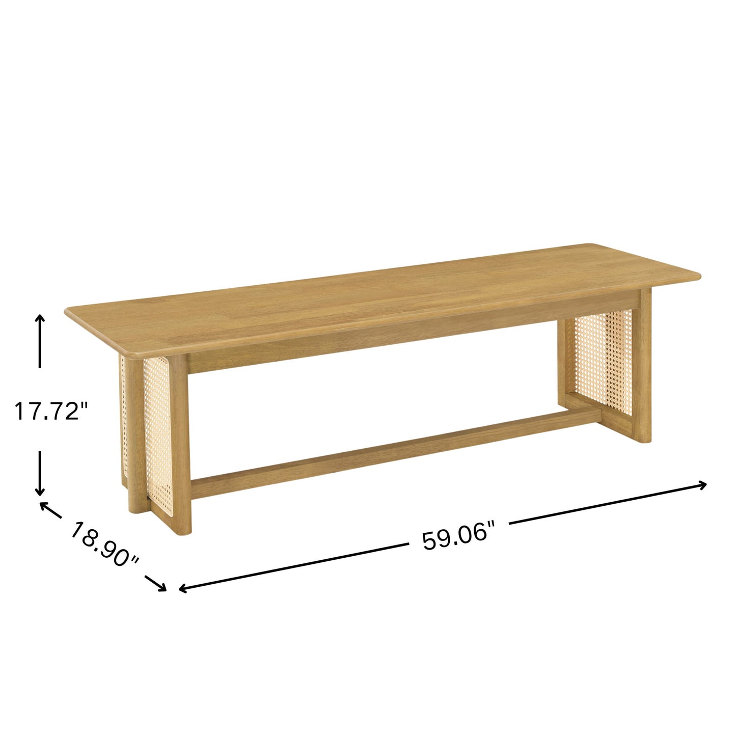 Dining Bench With Rattan Weave