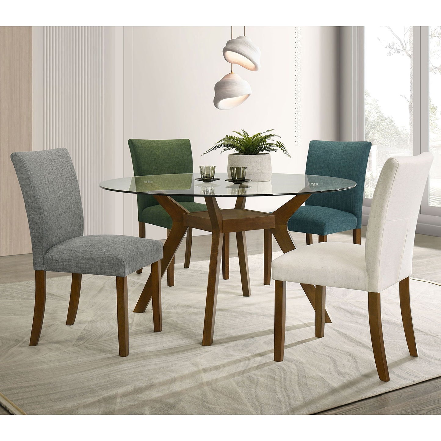 Flynn - Round Glass Top Dining Table - Brown