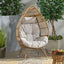 Basket Chair With Teardrop Shape And Water Resistant Cushion - Natural