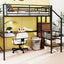 Loft Bed With Desk And Grid, Stylish Frame With Lateral Storage Ladder And Wardrobe