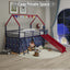 Jack - House Loft Bed With Slide And Curtain Set