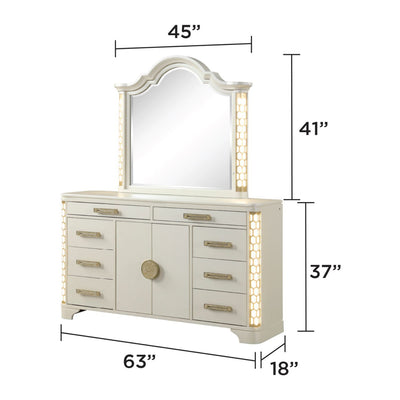 Jasmine - 8 Drawer Dresser With Side LED Lightning - Beige