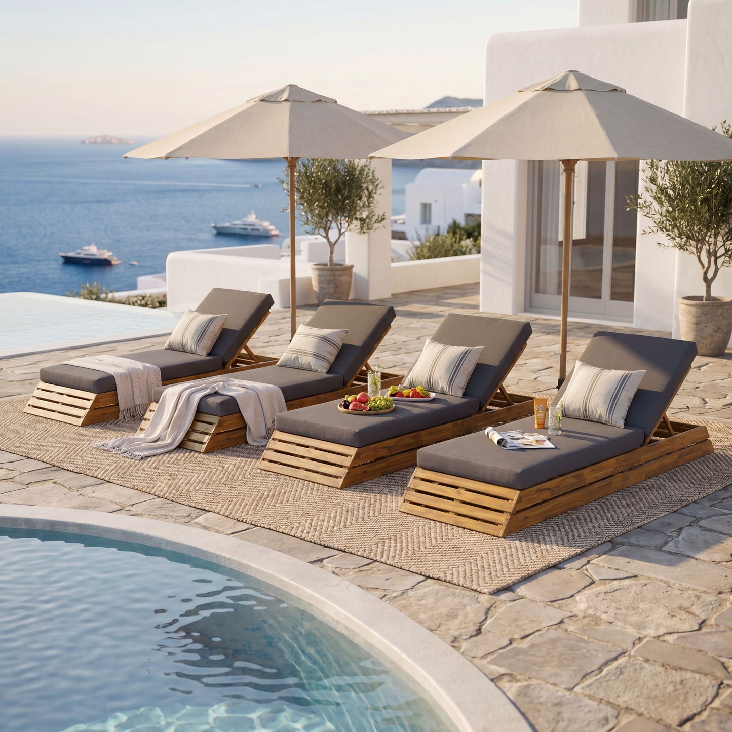 Chaise Lounge Set With 2 Fold Cushion