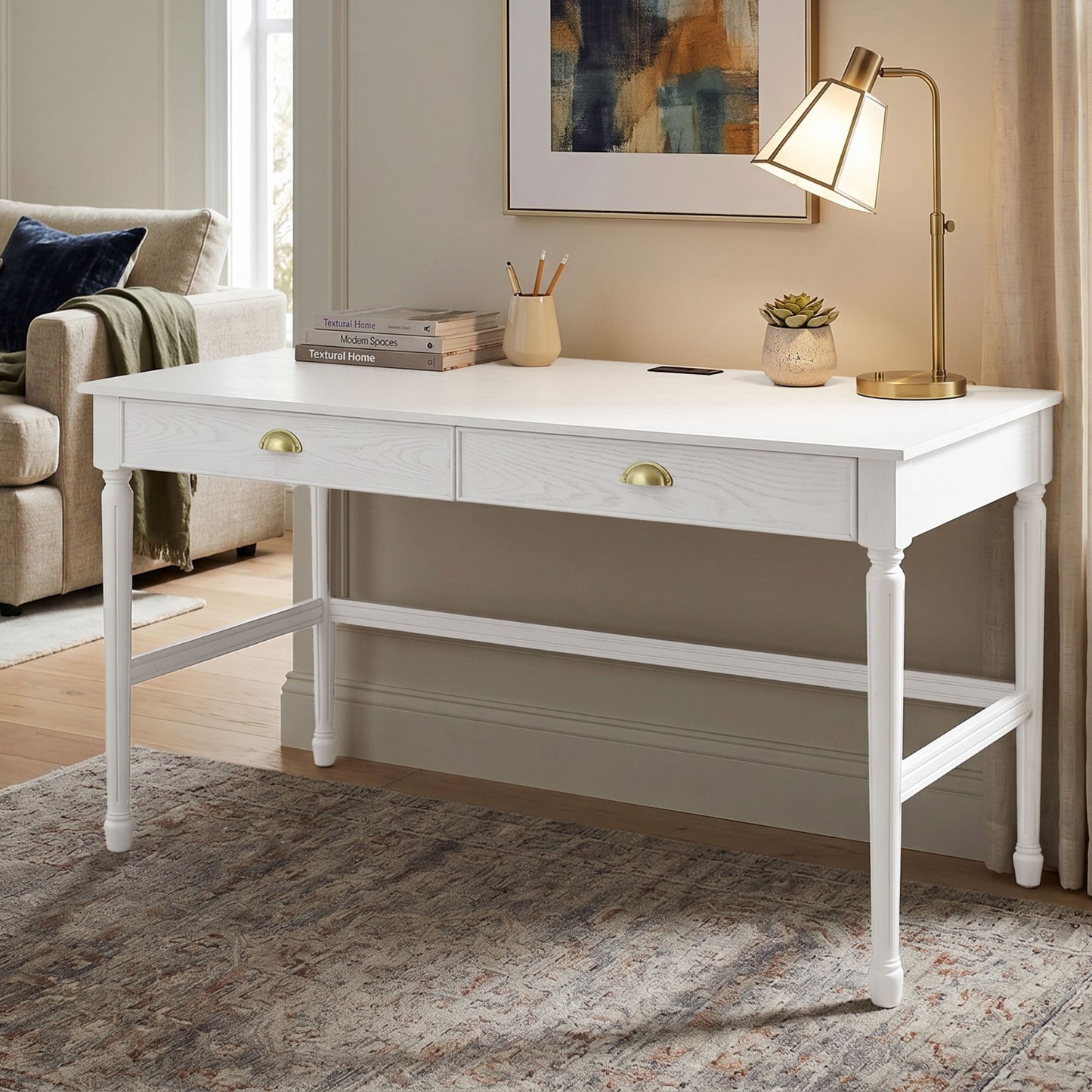 Modern Writing Desk With Drawers For Home Office
