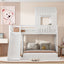 Loft Bunk Bed With Playhouse, Farmhouse, Ladder, Slide And Guardrails