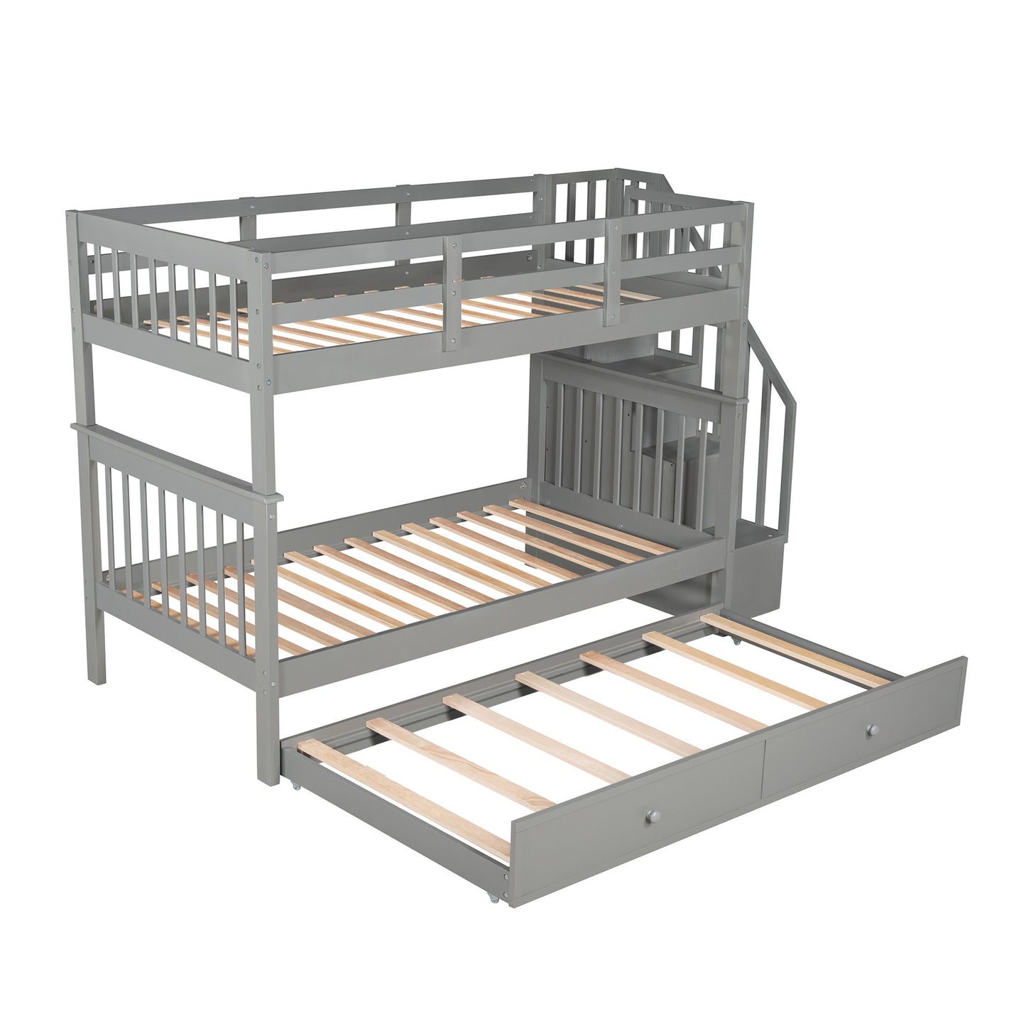 Stairway Bunk Bed & Storage And Guard Rail For Bedroom