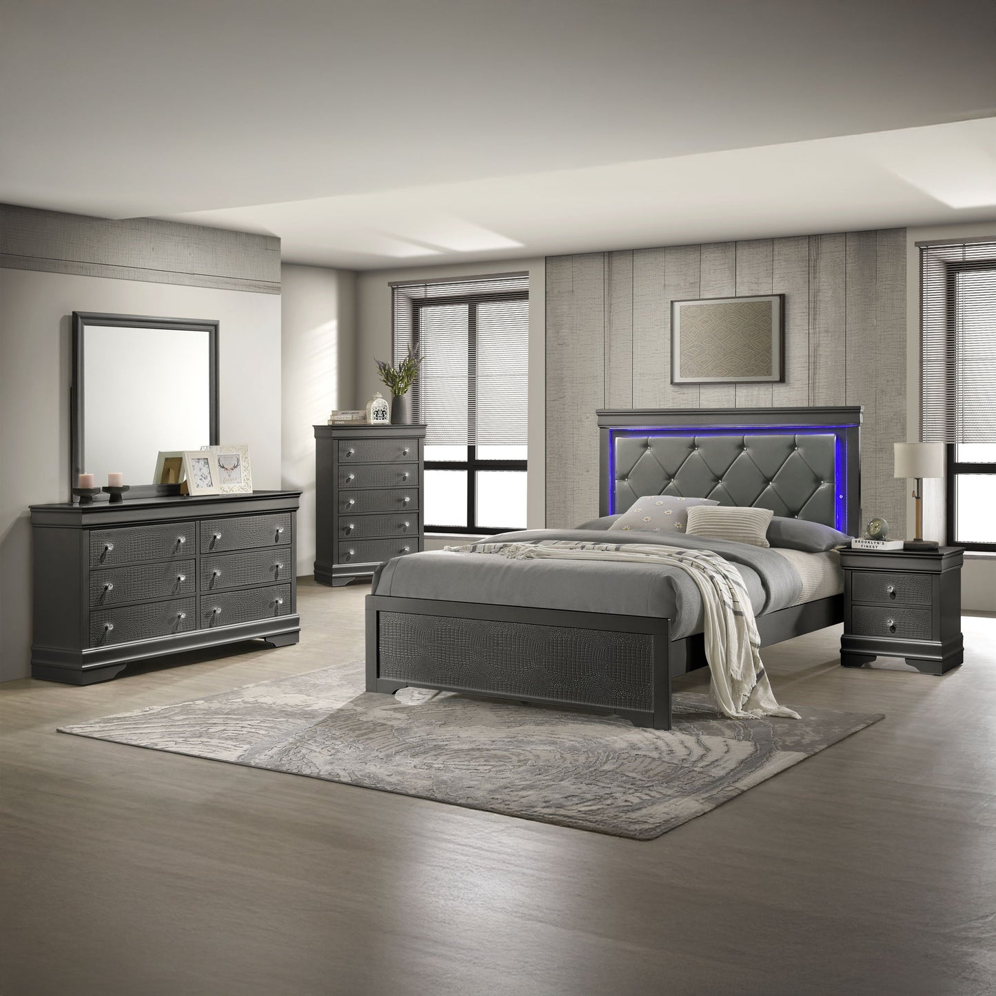 Blaze - Modern Bedroom Set With LED Headboard