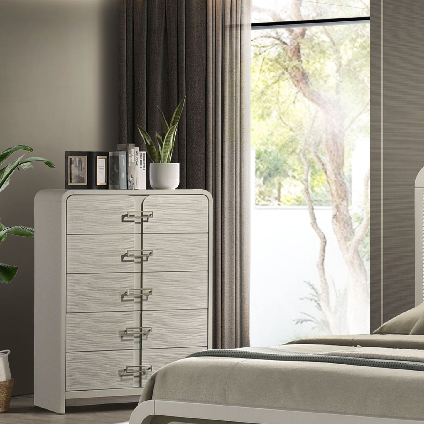 Aria - 5 Drawer Chest - Beige