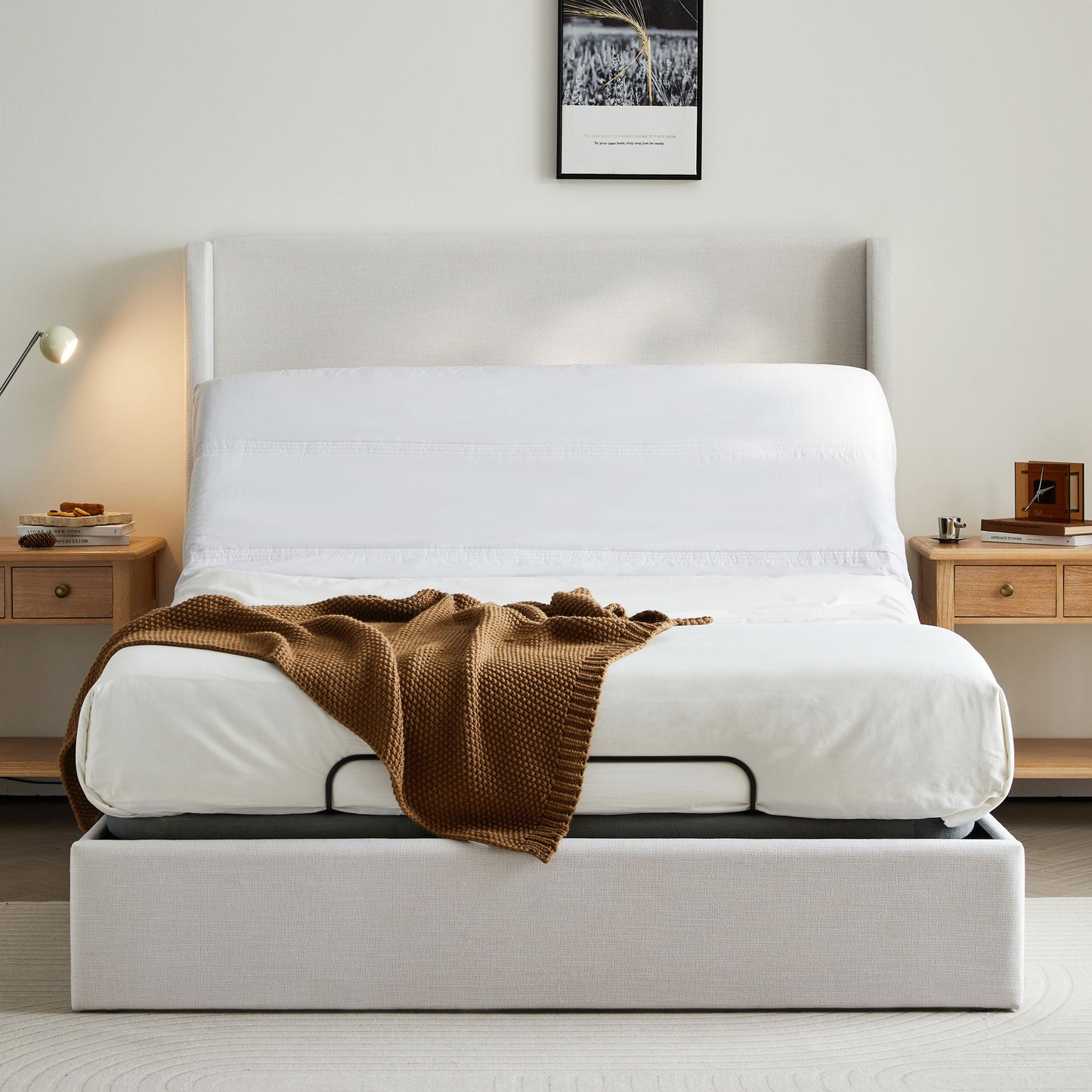 Caron 4.0 - Queen Size Adjustable Bed Frame With Wireless Remote Control, Head And Foot Incline, Massage Function - Black / Gray