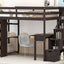 Loft Bed With Storage Drawers, Desk And Stairs With Shelves