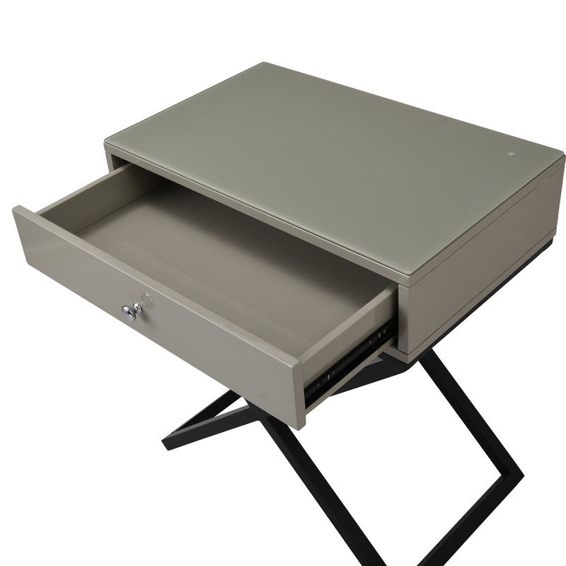 Koda - End Side Table Nightstand, Drawer And Cross Base