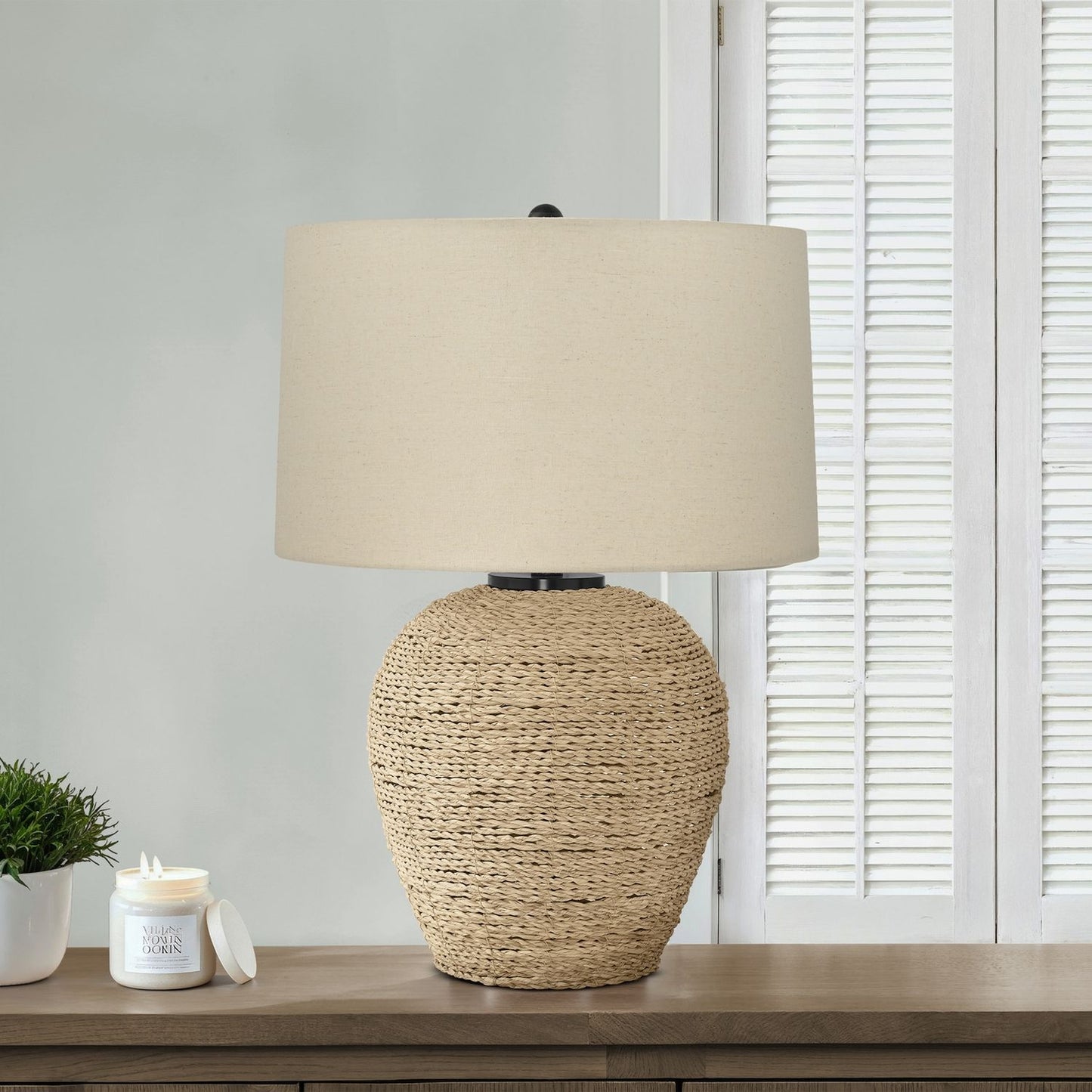 Lighting, Table Lamp, Rattan, Resin, Transitional - Beige