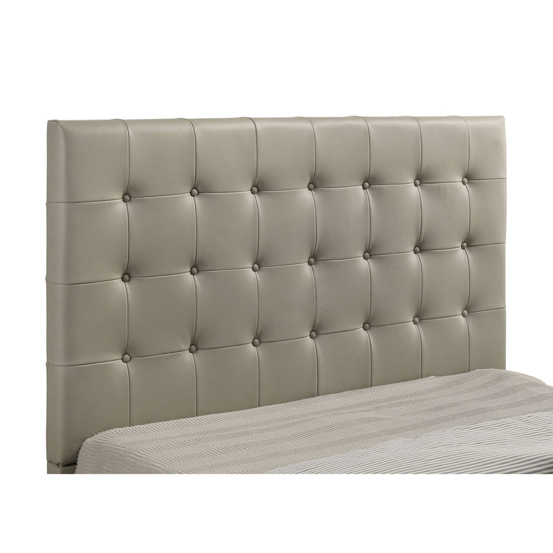 Queen Panel Platform Bed With Grid Tufted Headboard - Tan