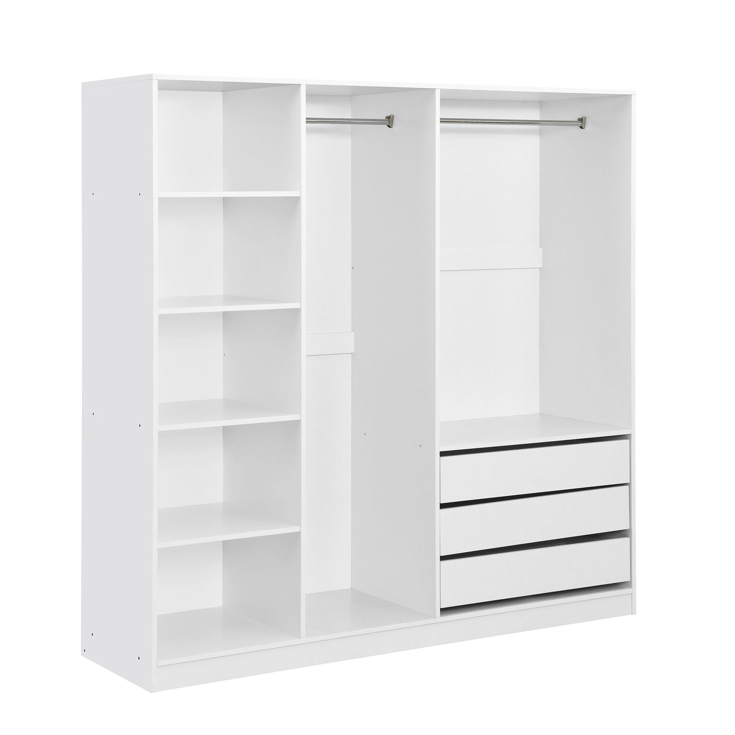 Doorless Storage Wardrobe For Dedroom With Shelves And 3 Drawers